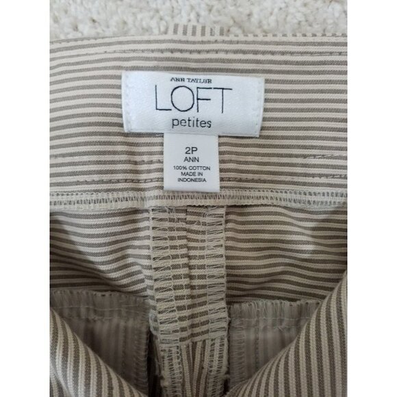 ANN TAYLOR LOFT~Women's Size 2P Petite~White/Brown Striped Cotton Capri Pants. - Picture 5 of 10